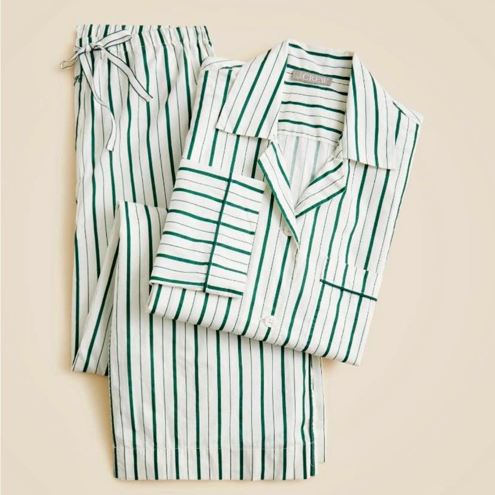 NWT Women’s J. Crew Cotton Long-sleeve Stripe Pajama Set, Size M
